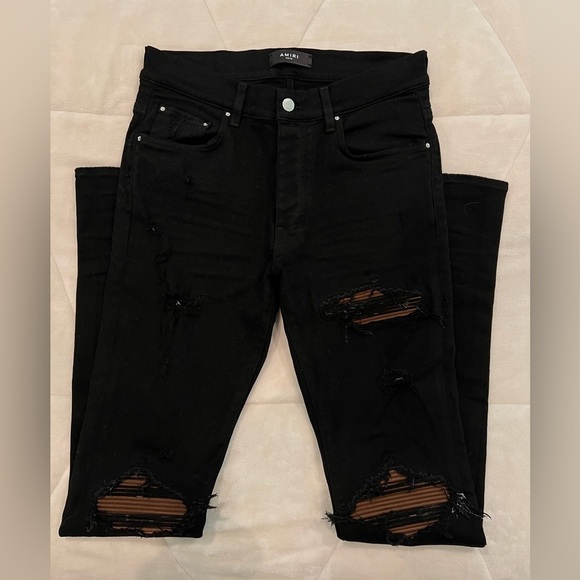 NWOT - AMIRI Distressed Ultra Suede Jeans - Picture 2 of 11